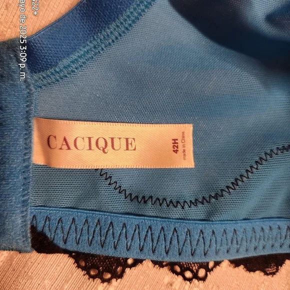 CACIQUE BRA 42 H Blue Lace Trim Bra - Picture 5 of 9
